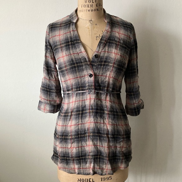 Anthropology Odille plaid tunic - Grey - sz 4  ( XS/S ) - Picture 5 of 6